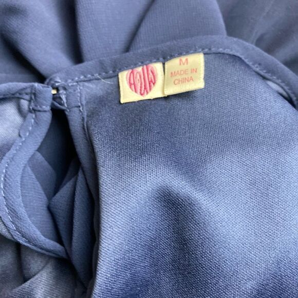 #141 AUW Navy Pleat Front Cocktail Dress - Picture 6 of 8